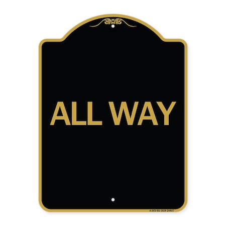 Designer Series Sign-All Way, Black & Gold Aluminum Architectural Sign